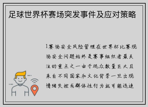 足球世界杯赛场突发事件及应对策略